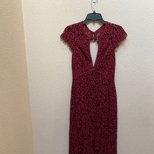 Burgundy floor length dress